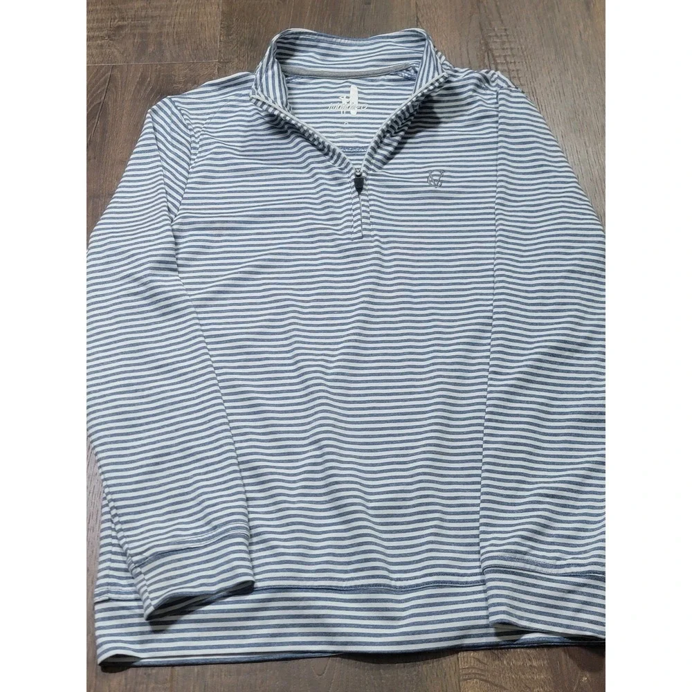 Johnnie-O Boys Prep-Formance Quarter Zip Pullover Blue Striped Size 8 JBK01690